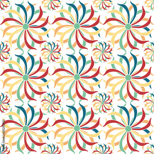 Whirling Delights, Colorful Pinwheel, Wind Spinner Seamless Pattern vector background. © hadkhanong