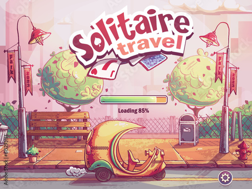 Solitaire travel - loading window match 3 game