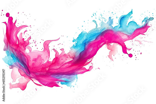 magenta and turquoise swashes  watercolor paint abstract border frame for design layout  isolated on a transparent background  generative ai