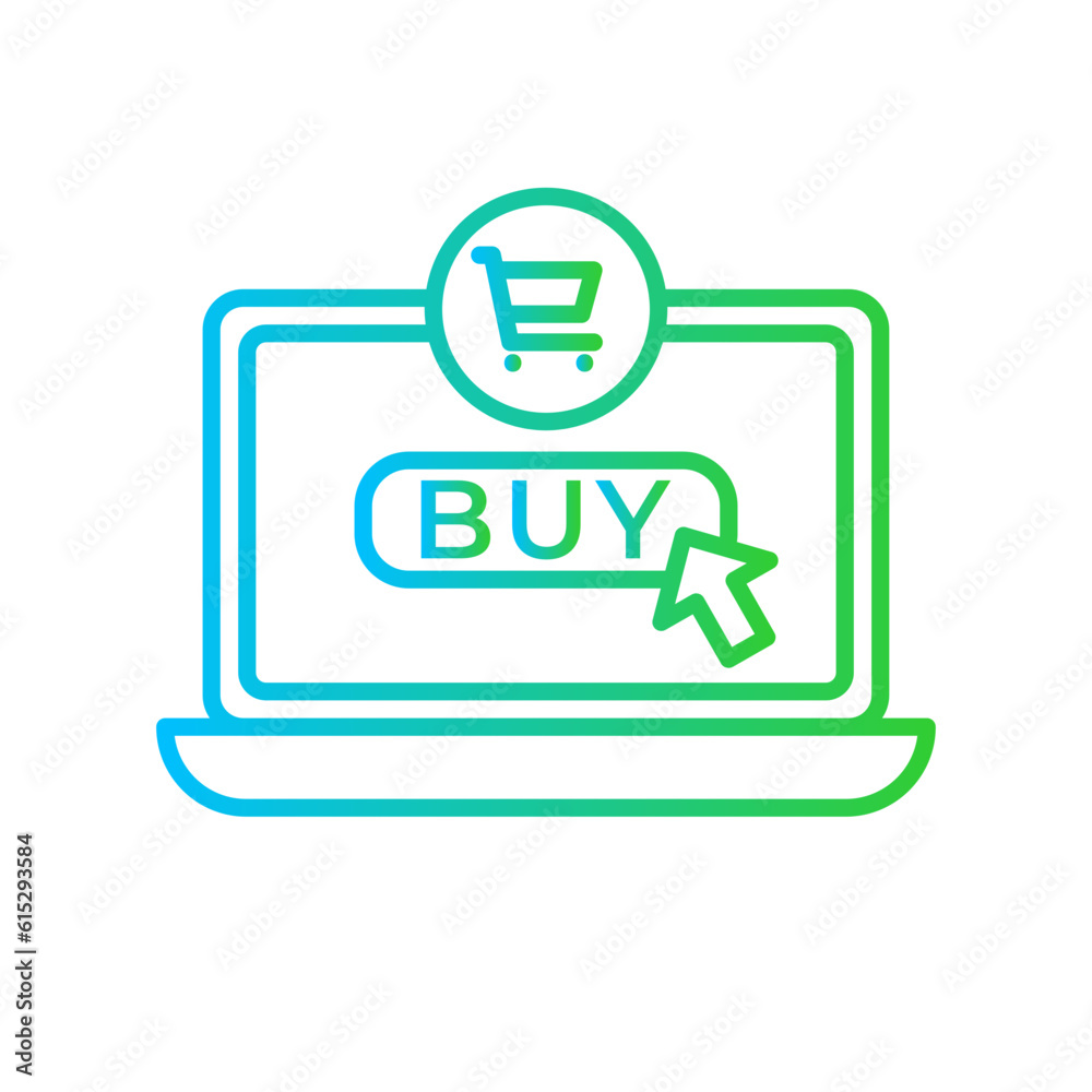Online shop e-commerce icon with blue and green gradient outline style. banner, market, retail, online shopping, discount, customer, bag. Vector Illustration Online shop e-commerce icon with blue and green gradient outline style. banner, market, retail, online shopping, discount, customer, bag. Vector Illustration
