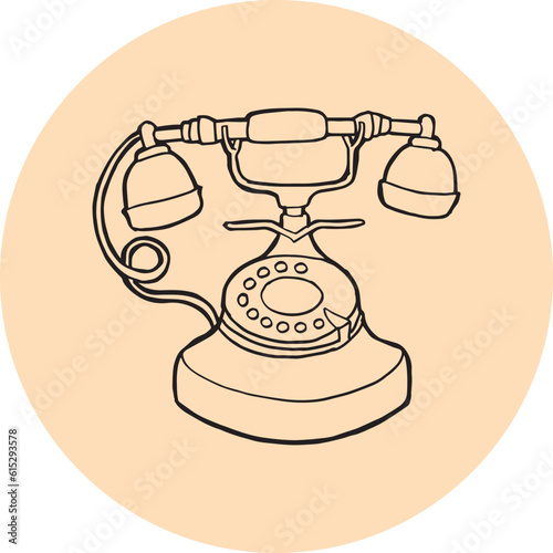 vintage retro old rotary phone handdraw illustration vector