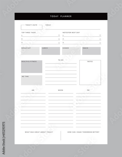 week planner. Minimalist planner template set. Vector illustration.	 