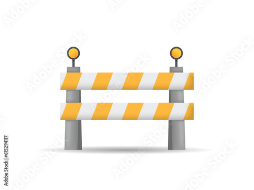 3D Under Construction Barrier isolated on white background. Symbols of restricted area which are in under construction processes