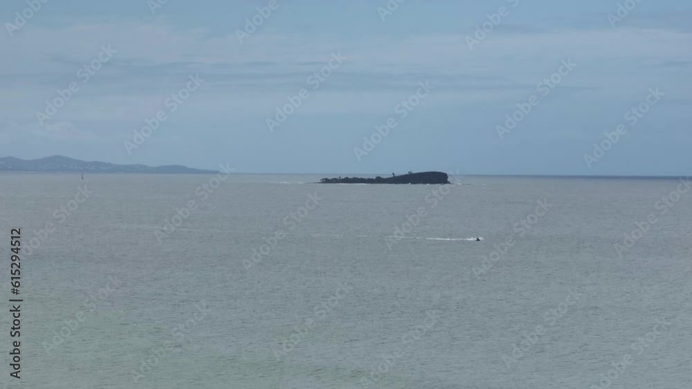 Drone Telephoto Ocean View Of Old Woman Island, Mudjimba Island, Sunshine Coast Australia Drone Telephoto Ocean View Of Old Woman Island, Mudjimba Island, Sunshine Coast Australia