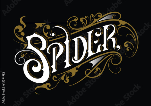 SPIDER lettering word T shirt design