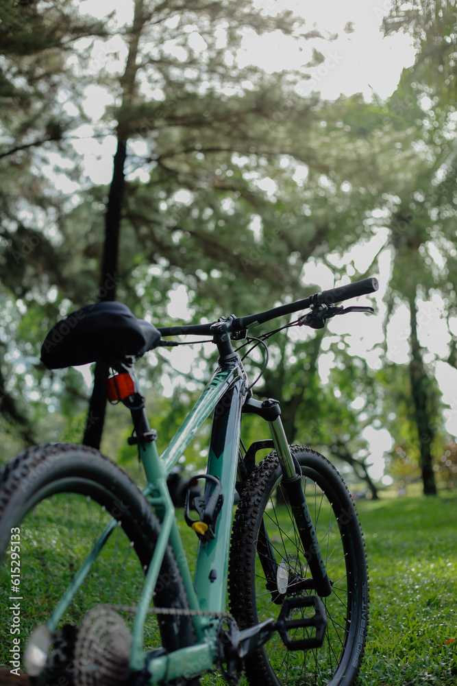 A number of bicycles are parked neatly at the Sentul roundabout during a leisurely cycling event on a sunny morning	
