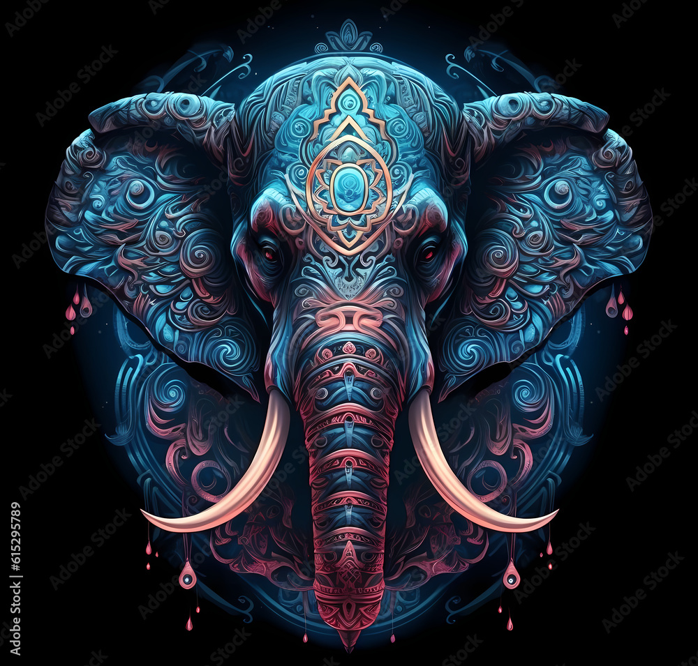 Obraz premium Indian elephant art of painting AI-Generated
