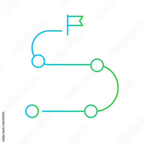 Road map business and finance icon with green and blue gradient outline style. chart, path, town, winding, navigator, paper, plan. Vector Illustration