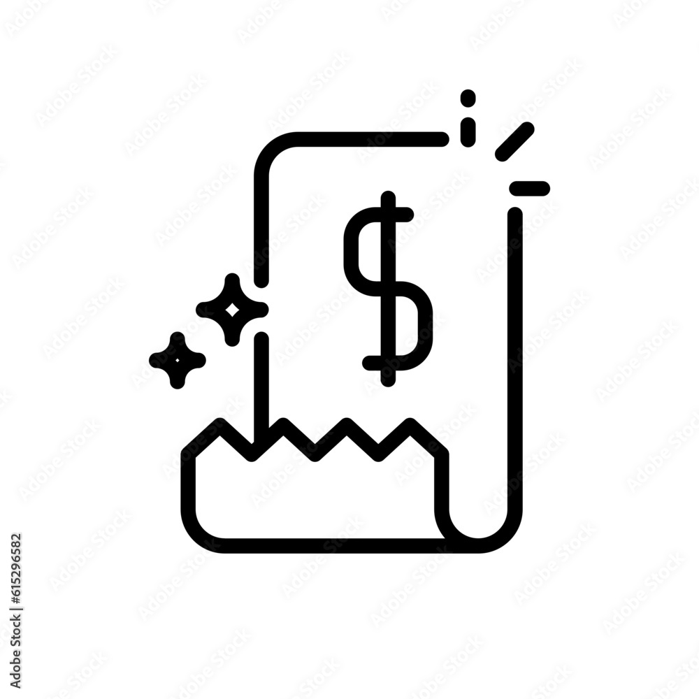 Receipt business and finance icon with black outline style. shop, form, lined, sale, retail, note, thin. Vector Illustration Receipt business and finance icon with black outline style. shop, form, lined, sale, retail, note, thin. Vector Illustration
