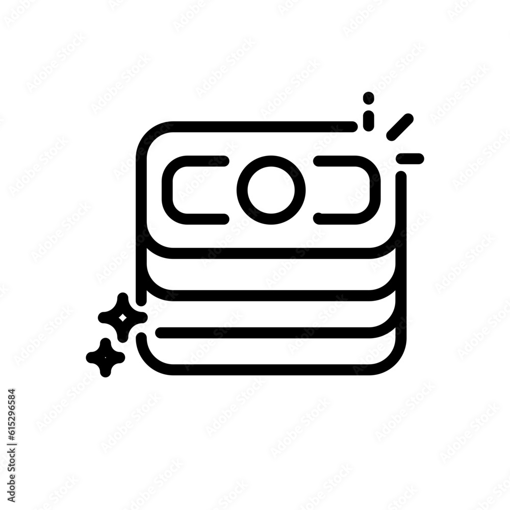 Money business and finance icon with black outline style. income, hand, euro, render, black, flat, 3d. Vector Illustration