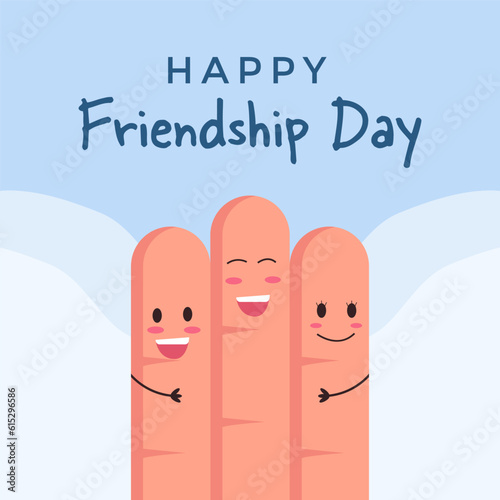 friendship day illustration with three happy finger face