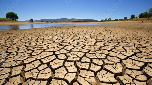 desert area, cracks in the ground. ground surface with cracks. drought on earth, background of a man-made disaster