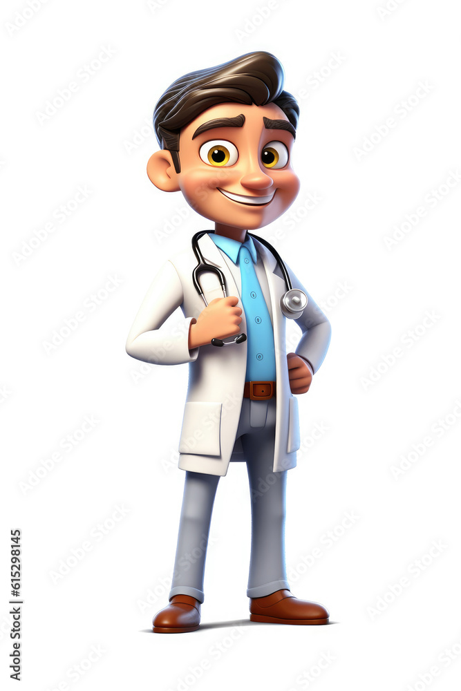 doctor  with stethoscope. healthcare. illustration in cartoon style. Isolated on white background.generative ai