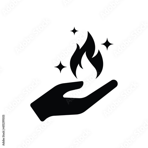 Magic fire in hand icon design. Trick with fire in hand, magic grey icon. isolated on white background. vector illustration
 photo