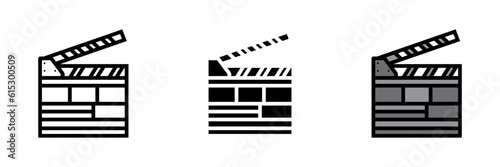 Movie Clapper Board Icon, an icon representing a movie clapper board, symbolizing filmmaking, production, cinema, director, and the start of a scene.