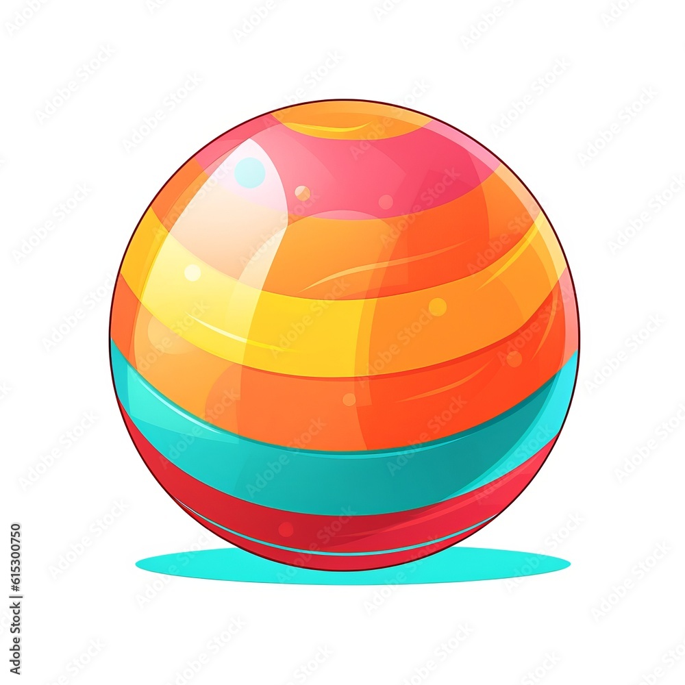 Professional Exercise ball Sports Equipment Cartoon Square Illustration. Wellness and Fitness. Ai Generated Drawn Illustration with Functional Ergonomic Exercise ball Sports Equipment.