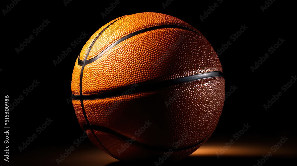 basketball ball on a black wall background. Generative Ai