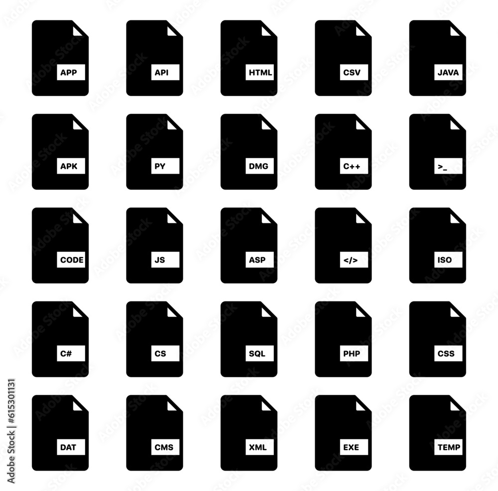 file extension icon with solid black style