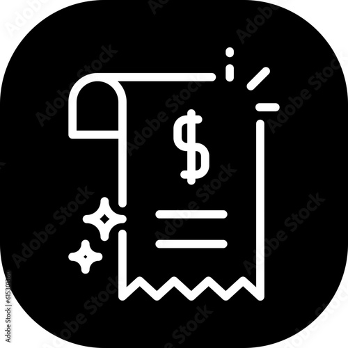 Receipt business and finance icon with black filled outline style. shop, form, lined, sale, retail, note, thin. Vector Illustration