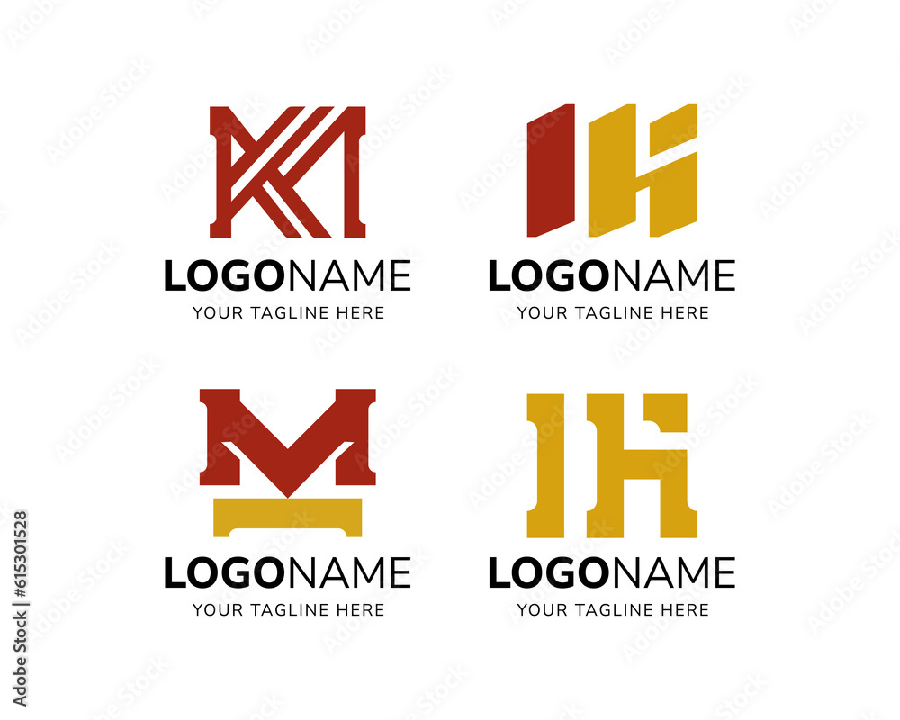Vector set letter MK modern for furniture business or company icon logo design template Vector set letter MK modern for furniture business or company icon logo design template