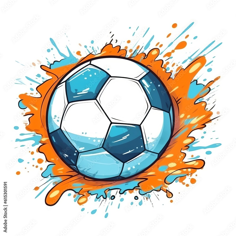 Professional Soccer ball Sports Equipment Cartoon Square Illustration. Sporting Gear Ai Generated Drawn Illustration with Active Game Soccer ball Sports Equipment.