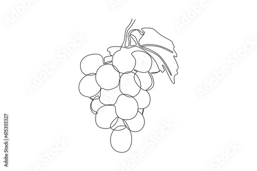 Single one line drawing fruits concept. Continuous line draw design graphic vector illustration.