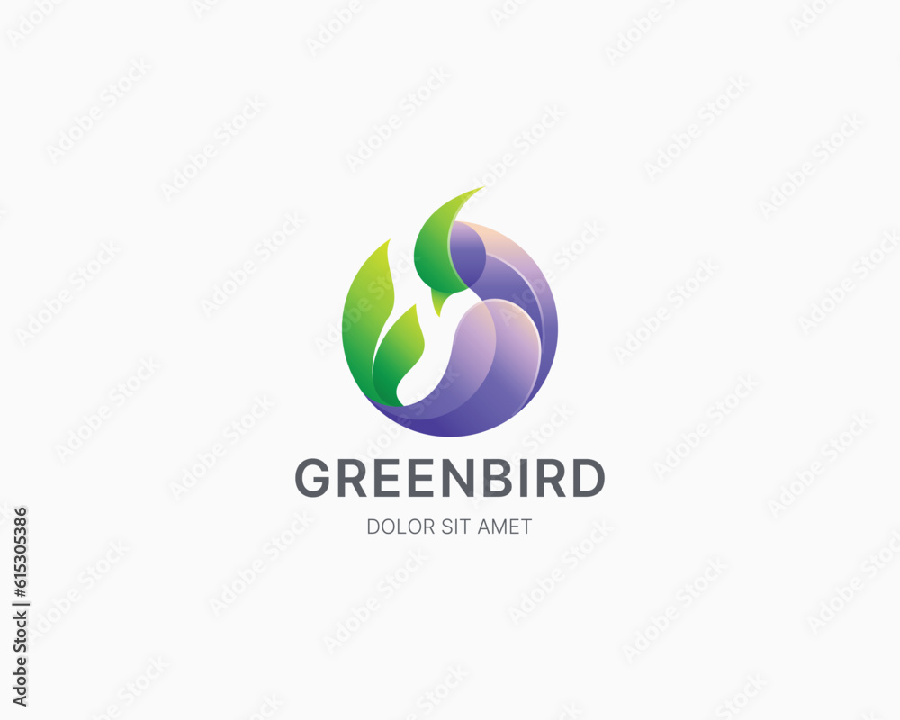 Abstract green bird animal with smooth gradient Abstract green bird animal with smooth gradient