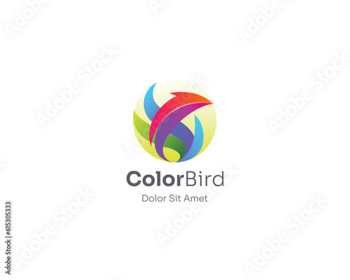 Abstract colorful bird logo gradient