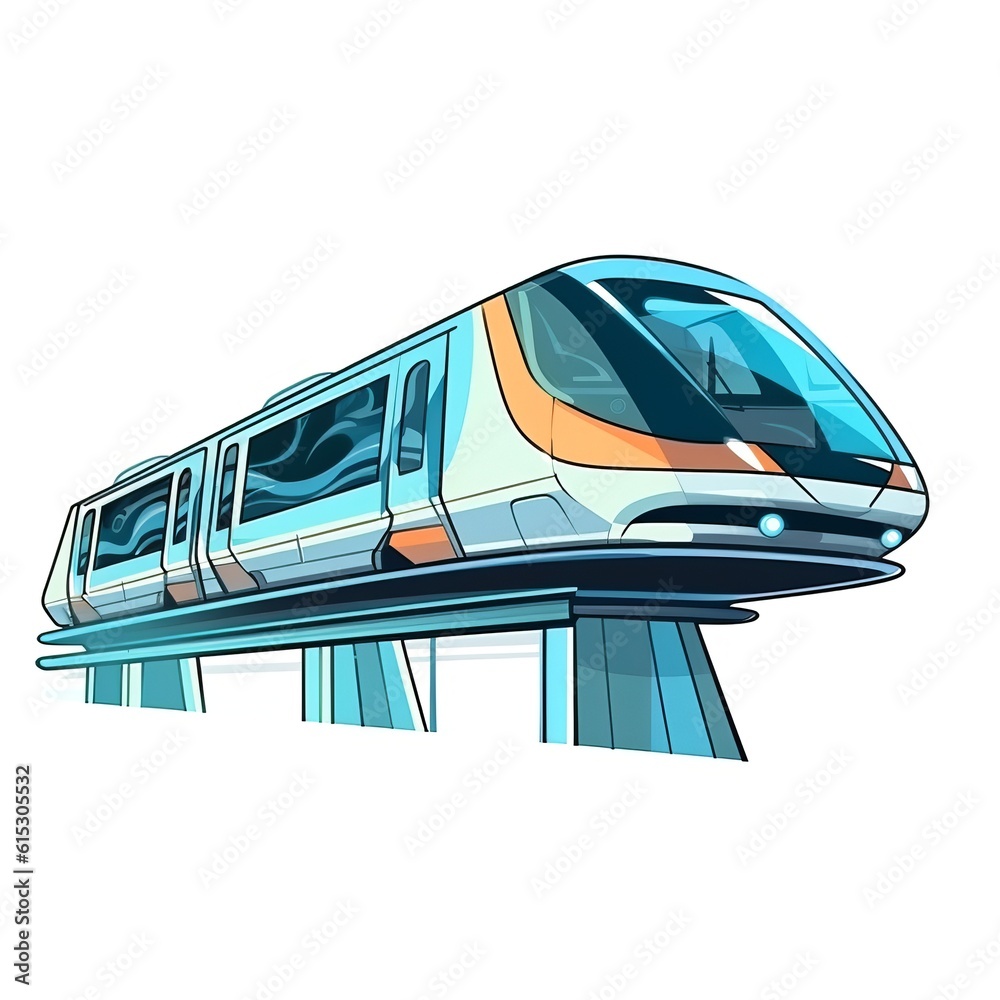 Modern Monorail Rail Vehicle Cartoon Square Illustration ...