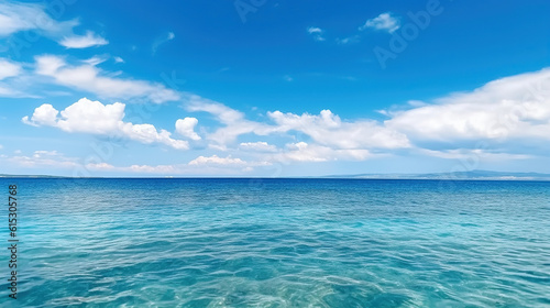 Relaxing seascape with wide horizon of the sky and the sea. Generative Ai © PRI