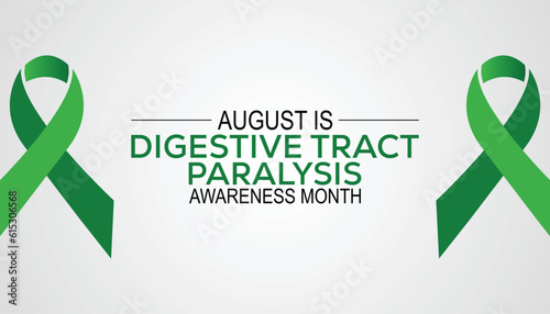Digestive tract paralysis awareness month is observed every year in August. Health awareness vector.