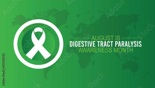 Digestive tract paralysis awareness month is observed every year in August. Health awareness vector.