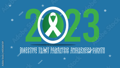 Digestive tract paralysis awareness month is observed every year in August. Health awareness vector.