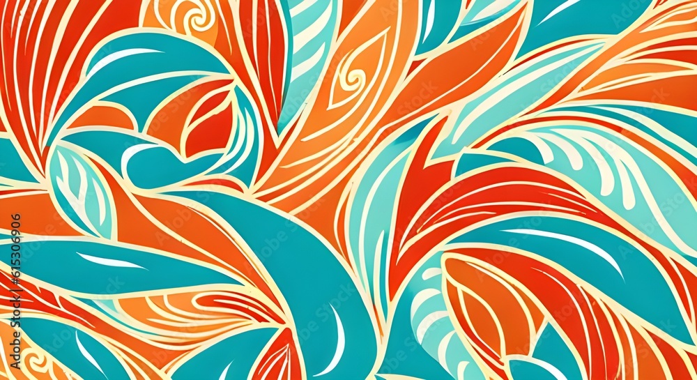 Abstract colorful floral leaves pattern