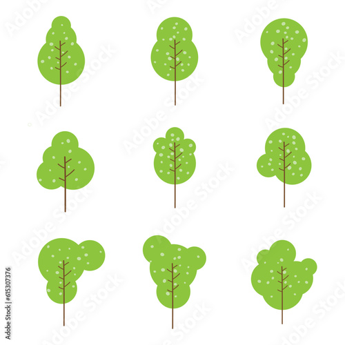Set of esthetic organic tree element art decoration vector illustration.