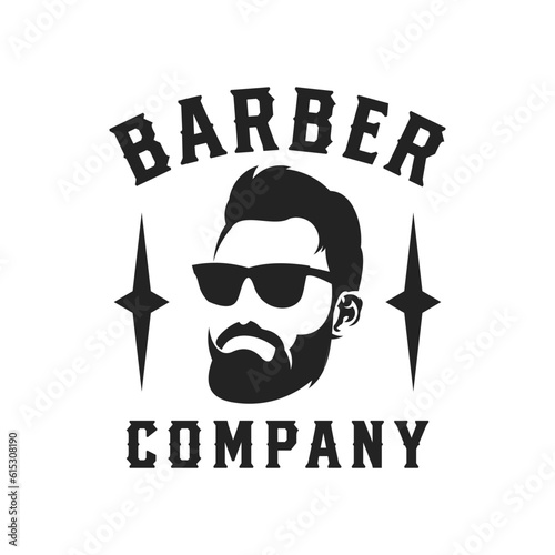 barbershop logo design template bearded man