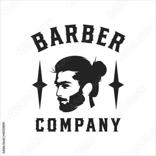 barbershop logo design template bearded man