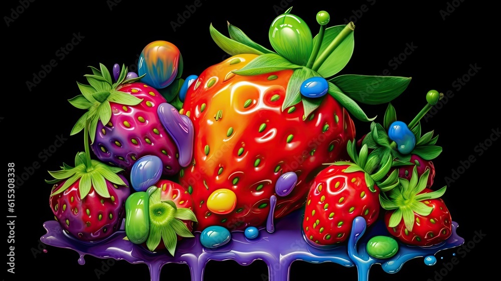 Colorful strawberry with candy