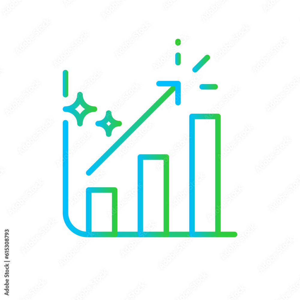 Business growth business and finance icon with blue and green gradient outline style. digital, global, industry, banking, network, competition, statistic. Vector Illustration Business growth business and finance icon with blue and green gradient outline style. digital, global, industry, banking, network, competition, statistic. Vector Illustration
