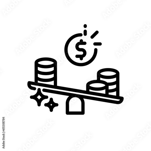 Leverage business and finance icon with black outline style. risk, insurance, lever, desk, background, rate, conceptual. Vector Illustration