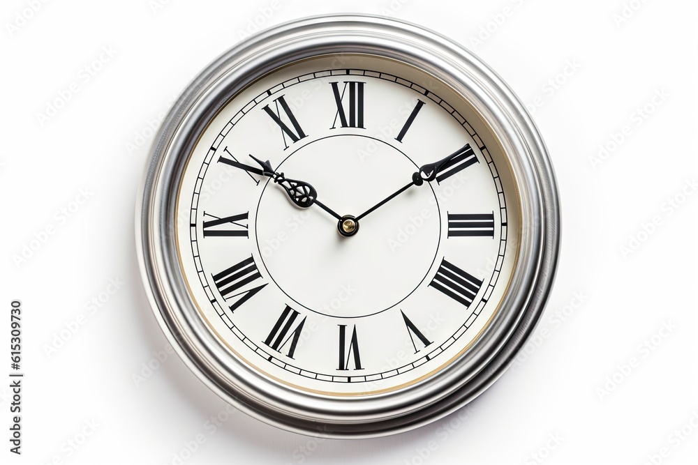 Timeless elegance. Close up of classic watch clock on a white isolated background Timeless elegance. Close up of classic watch clock on a white isolated background