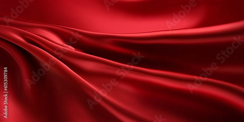 Smooth red silk satin background, luxurious realistic red silk satin drape textile backdrop.