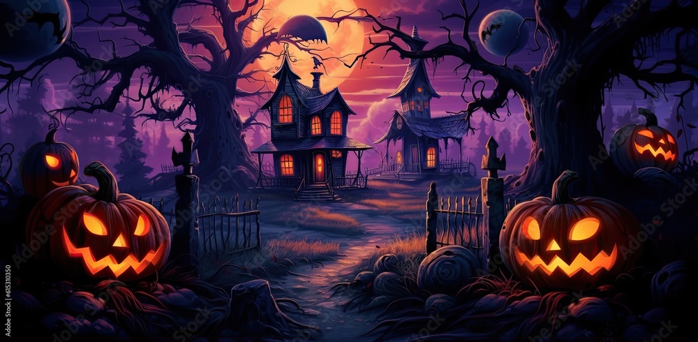halloween in a countryside halloween background