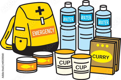 非常用持ち出し袋のイラスト　英語表記