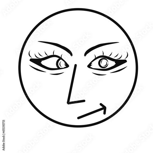 Strabismus, crossed eye vector illustration