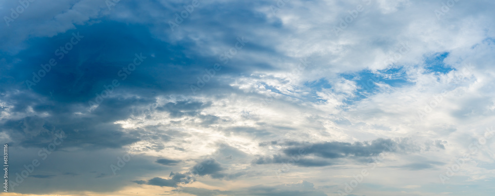 sky panorama.Panoramic shot of a beautiful cloudy sky.