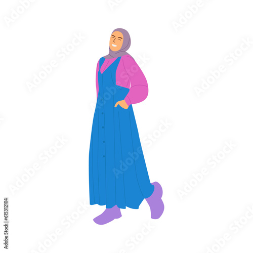 vector illustration of muslim woman wearing hijab
