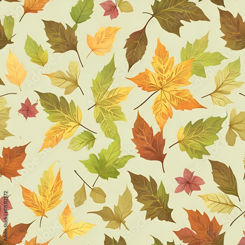 seamless background with autumn leaves, seamless, vector, nature, leaves, fall, maple, illustration, design, AI generated 
