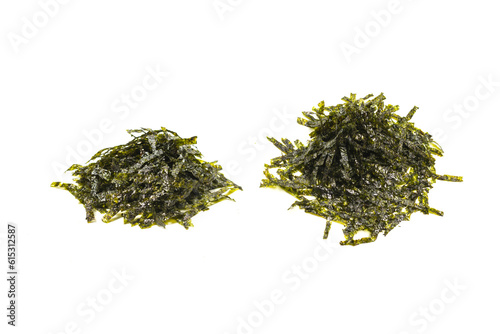 Tasty nori seaweed isolated on white background.