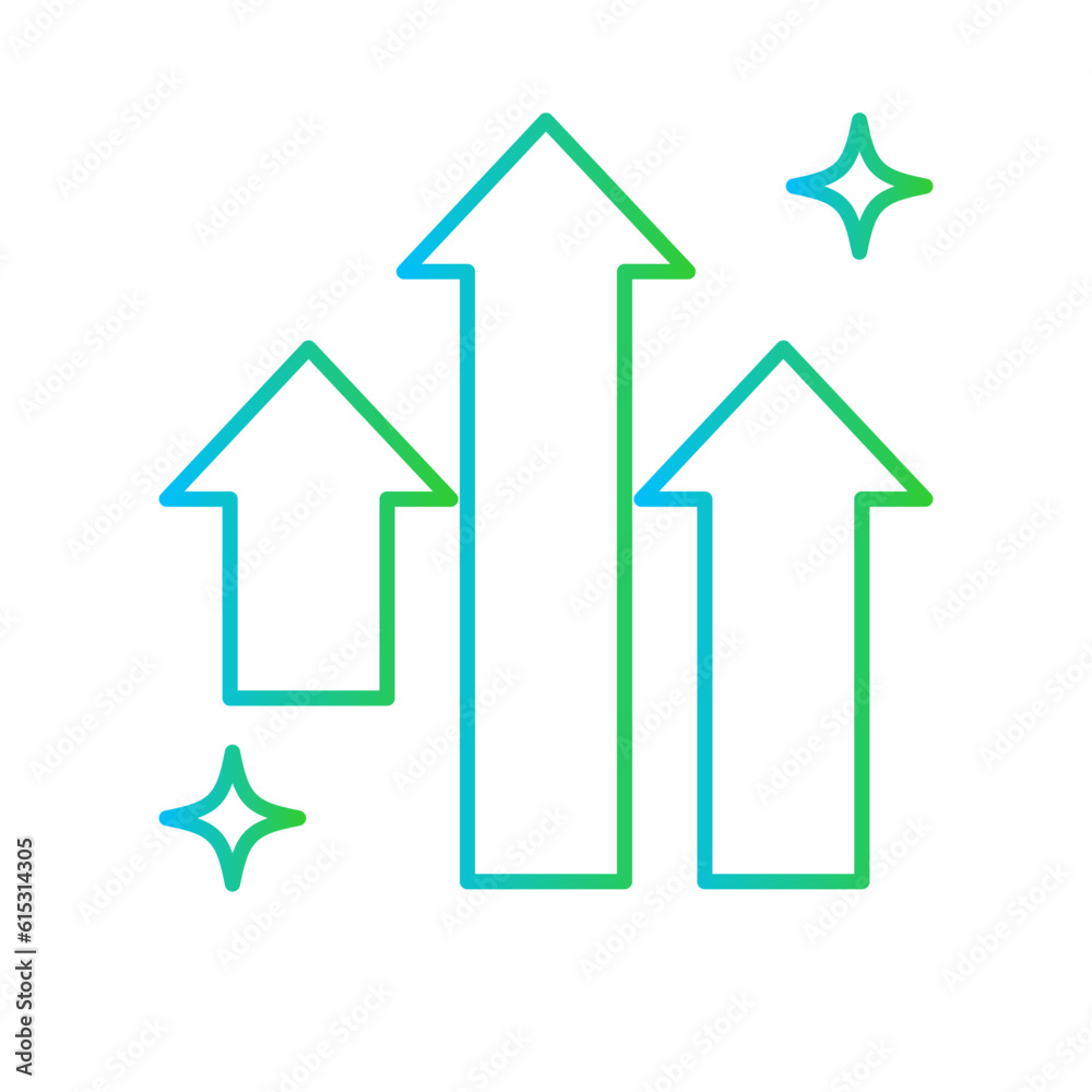 Growth business and finance icon with blue and green gradient outline style. strategy, career, opportunity, hand, growing, digital, technology. Vector Illustration Growth business and finance icon with blue and green gradient outline style. strategy, career, opportunity, hand, growing, digital, technology. Vector Illustration